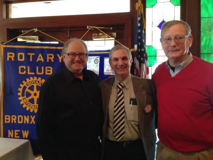 From left, Rotary Program Chair Martin Schulman and President Gregory Tanno of the Bronxville Rotary with Eastchester Town Historian Richard Forliano.