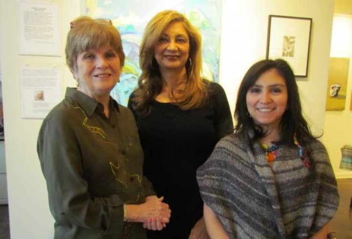 From left: Anne Salthouse, Julliette Tehrani and Pilar Garra were selected as exhibiting members of the Rowayton Arts Center. 