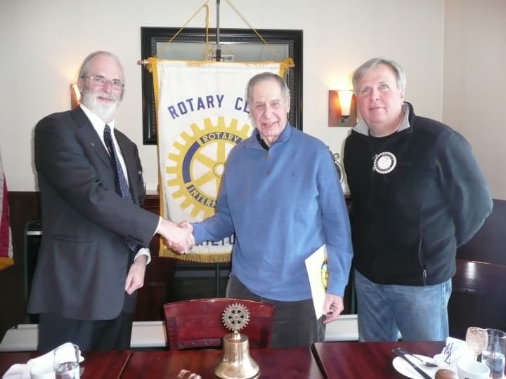 Wilton Rotary members at the business lunch at Marly&#x27;s Restaurant. Pictured are President Paul Burnham, new member Peter Nigro and Rotarian Pat Russo. 