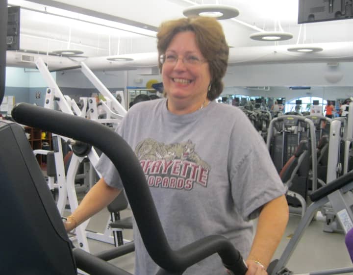 Cadie Robertson works out at the Rye YMCA as part of the &quot;100 Day Step Challenge&quot; 