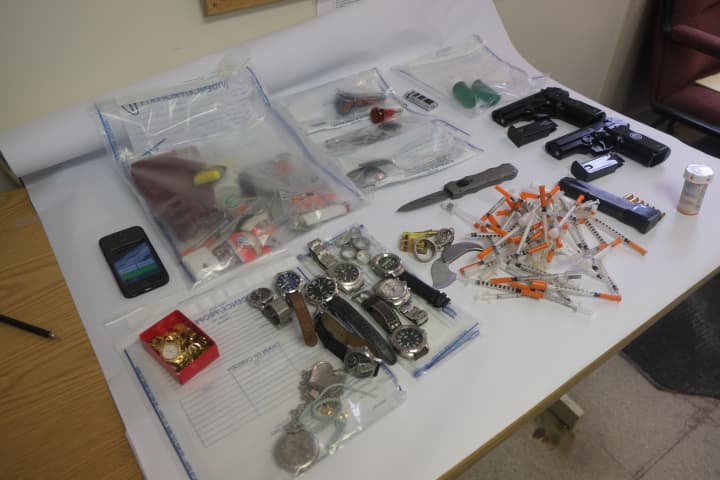 Pound Ridge and Westchester County police said they uncovered weapons and a large amount of drugs from a Pound Ridge man&#x27;s home. 