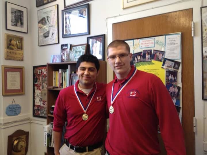 From left: Jason Sanchez is named valedictorian for Stepinac High School, and Matthew Eberhart was named salutatorian. 
