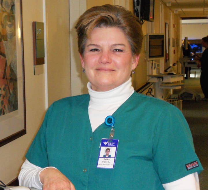 Greenwich Hospital is honoring nurse Leona Estling for quality service toward a patient in the ambulatory surgery unit.