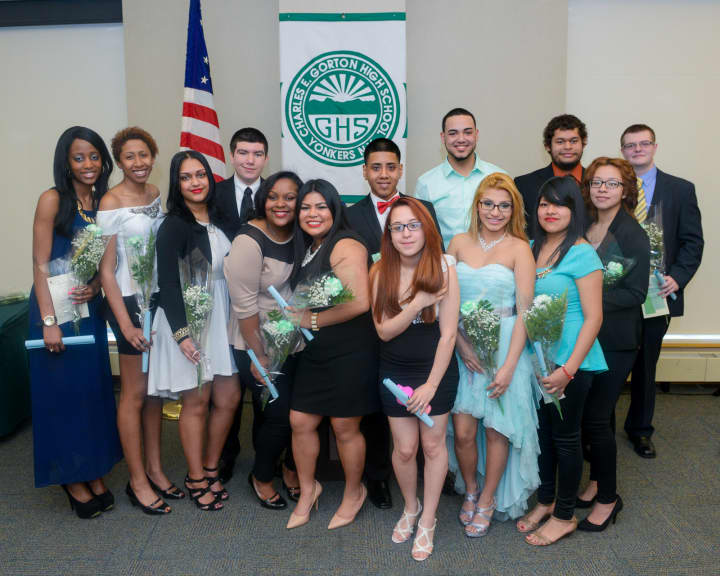 A group of Gorton High School seniors in the FLIGHT program recently graduated at the Yonkers Riverfront Library. 