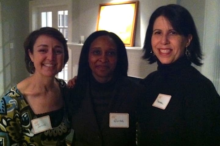 Julie Forsyth, Elisa Kristensen and committee member Rachel Martin at the YWCA Darien/Norwalk&#x27;s Network of Working Women&#x27;s cocktail party.