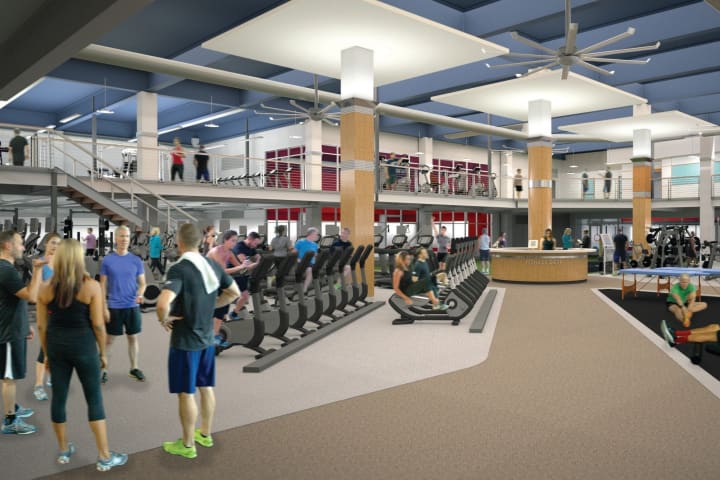 A rendering of the ground level of the Chelsea Piers Athletic Club, which is scheduled to open this fall.