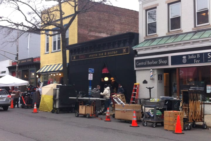 Crews set up outside Ruby&#x27;s Oyster Bar and Bistro in Rye for the filming of the CBS pilot &quot;Madam Secretary.&quot;