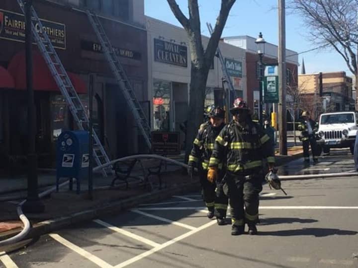 Engravers World on the Post Road in downtown Fairfield was damaged in a fire on Thursday. 