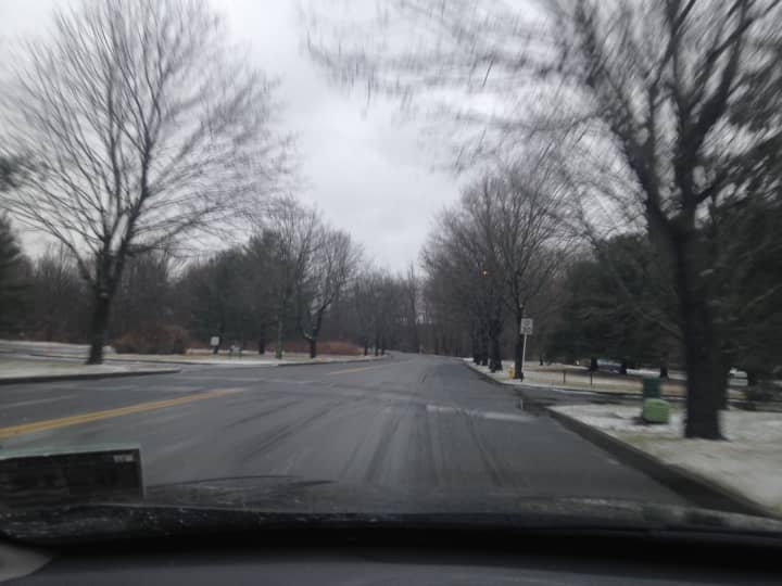 Wet snow covered roads in Westchester.