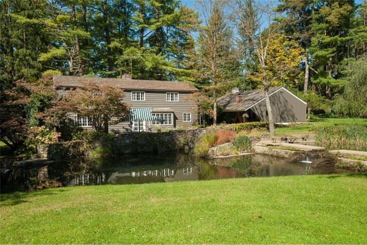 The home is sited streamside on Brady Brook