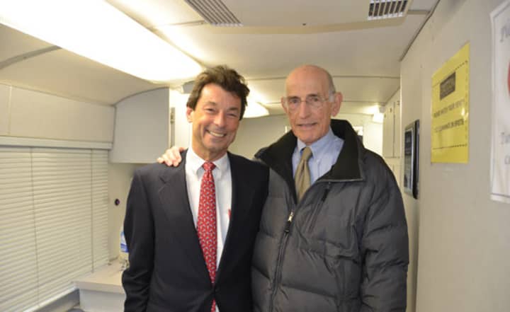 Dr. Robert Shapiro (left) and Dr. Alfred Wolfsohn (right) on board the AmeriCares mobile clinic.