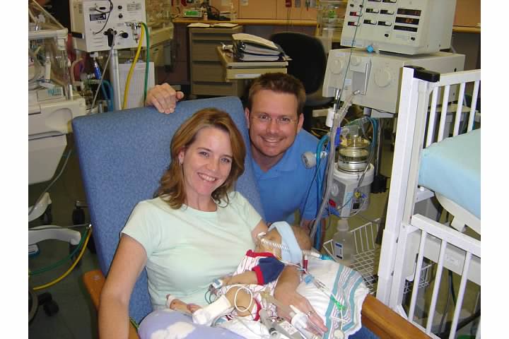 Norwalk&#x27;s Matt and Christie Morris and their children will lead the 2014 March for Babies on May 3 in Stamford. Pictured are Matt and Christie Morris with son Jack in the NICU in 2006.