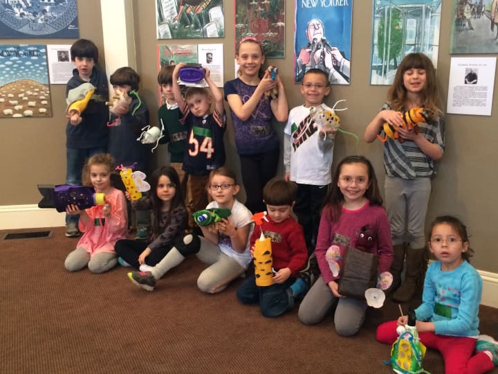 Among the animals created by the kids at the Westport Historical Society were a banana lemur, poison frogs, giraffes, whales and elephants.