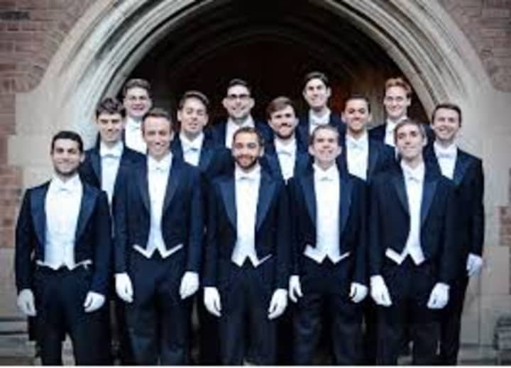 The Yale a cappella group The Whiffenpoofs will perform on Thursday, April 24 at the Unitariun Church in Westport. 