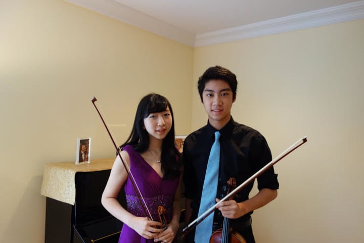 Scarsdale High School violinist Alan Yao, shown here with violinist Naoko Nakajima, has been selected for the Carnegie Hall National Youth Orchestra.