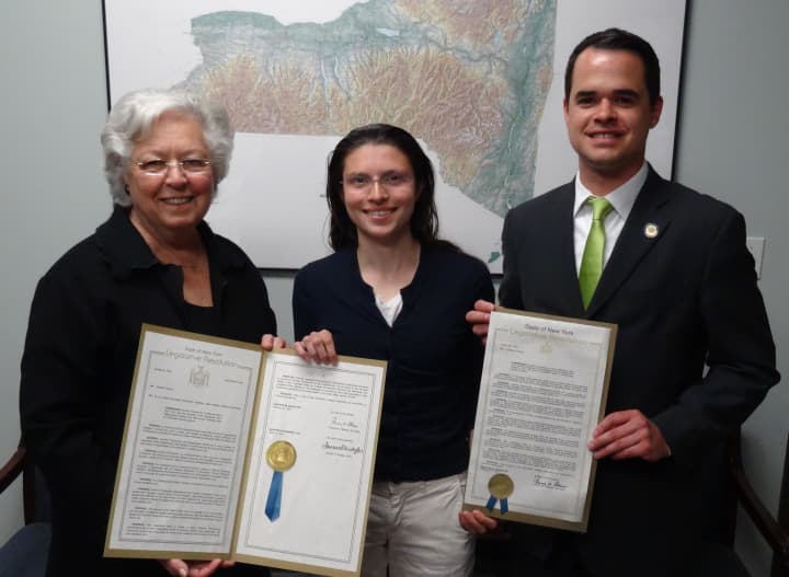 Assemblywoman Sandy Galef and Sen. David Carlucci honored Briarcliff High&#x27;s Caroline Pennacchio for becoming a distinguished finalist in the 19th annual Prudential Spirit of Community Awards.
