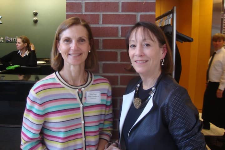 Susan Cator (left) with Carol Wilder-Tamme, who she will be replacing as the head of day-to-day operations at the Darien Chamber of Commerce.