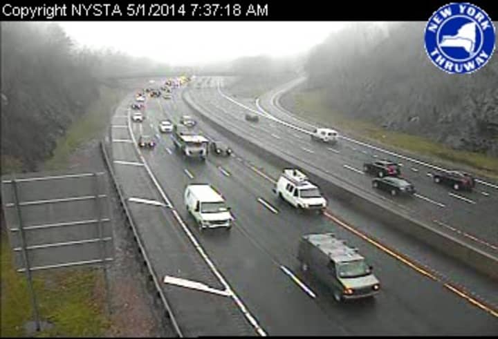 Traffic conditions on I-287 east near Hillside Avenue in White Plains just after 7:30 a.m. Thursday.