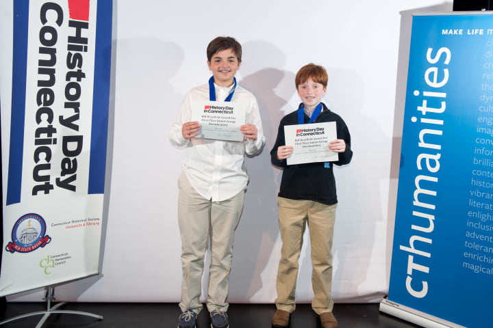 Roman Scavone and Alex Nordlinge of Weston Middle School won first place in Junior Group Documentary.