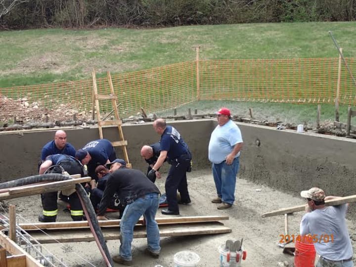 A worker was injured in a fall while building a pool in Westport. 