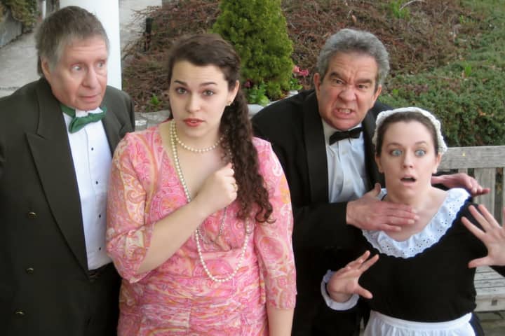 Martin Posner (as Henry Benish); Amanda Urban (as Violet Imbry); Bruce Apar (as Saul Watson); Tara Perucci (as Marla &quot;Smitty&quot; Smith) appear in &quot;Play On!,&quot; produced by The Armonk Players.