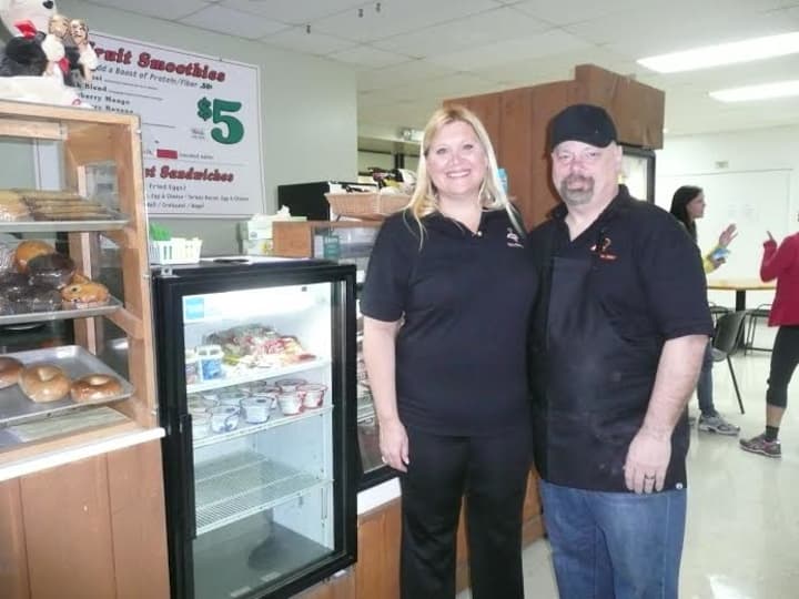 Sarah and Paul Ewud recently took over as owners of the food kiosk in the Wilton Family Y. 