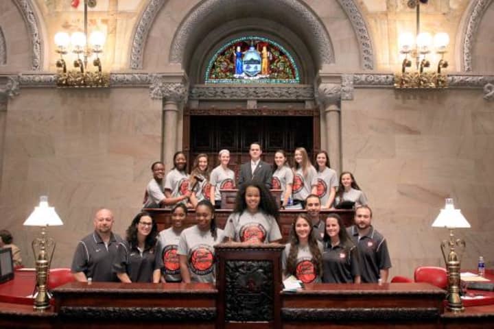 The Ossining High School Girls&#x27; basketball team went to Albany to receive recognition from the state Senate