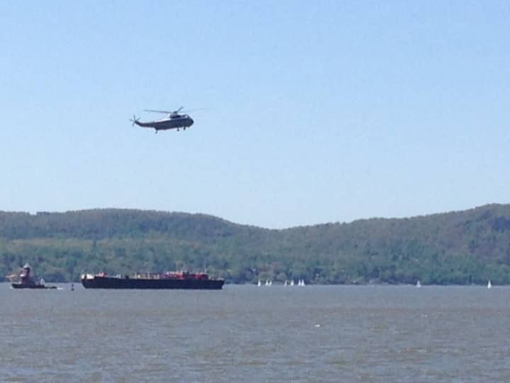 Helicopters made several visits and landings in Sleepy Hollow and Tarrytown Sunday, May 11 in preparation for President Barack Obama&#x27;s visit.