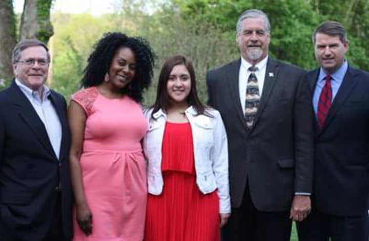 From left, Stuart Marwell, CEO of Curtis Instruments;  Athenia Lee, BGCNW teen center director; Cristy Lopez-Duarte, 2014 Youth of the Year recipient;  Brian Skanes, BGCNW executive director; and R. Todd Rockefeller, BGCNW board president.