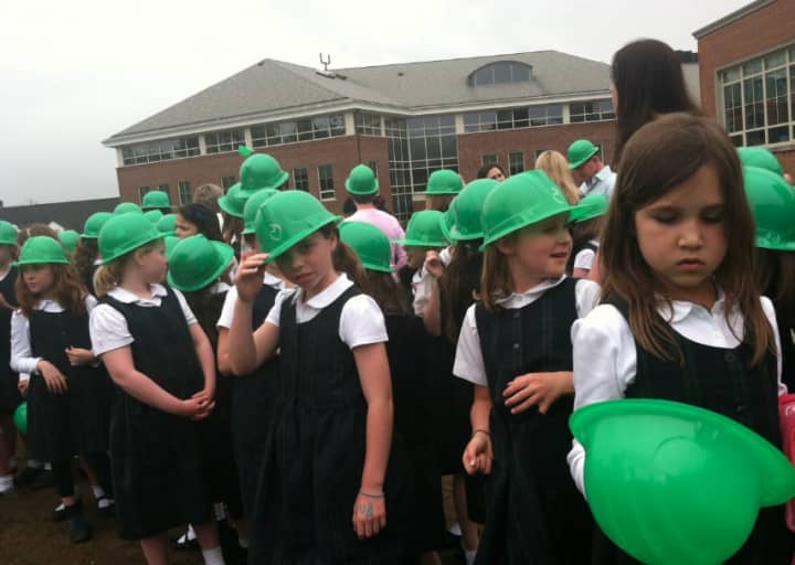 Greenwich&#x27;s Convent of the Sacred Heart holds a groundbreaking ceremony Thursday for a new athletic complex that is expected to be open in Sept. 2015. Pictured are some of the students at the all-girls school who attended the event.