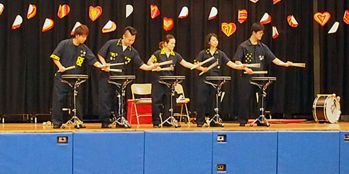 The Percussion Performance Players from Japan performed for students at Parsons Elementary recently. 