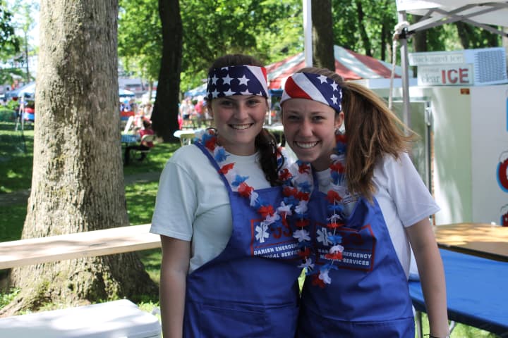 Darien EMS Post 53 will host the annual Food Fair on Memorial Day. Pictured, from left, are Post 53 members Bridget Hannigan and Kaleigh Conway.
