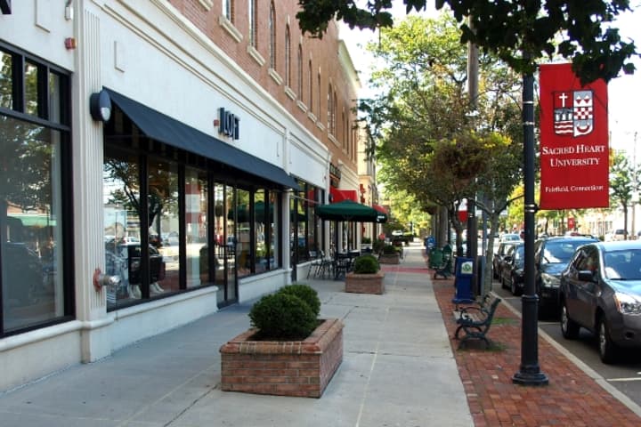 Fairfield&#x27;s pleasant downtown attracts potential students to Fairfield and Sacred Heart universities.