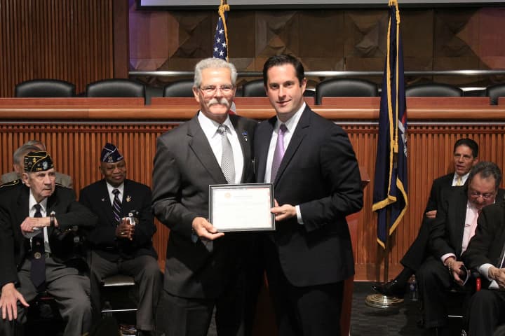 State Sen. Greg Ball (R,C,I-Patterson) honored Vietnam Veteran Bill Nelson from Yorktown at the New York State Senate Veterans Hall of Fame on May 19. 