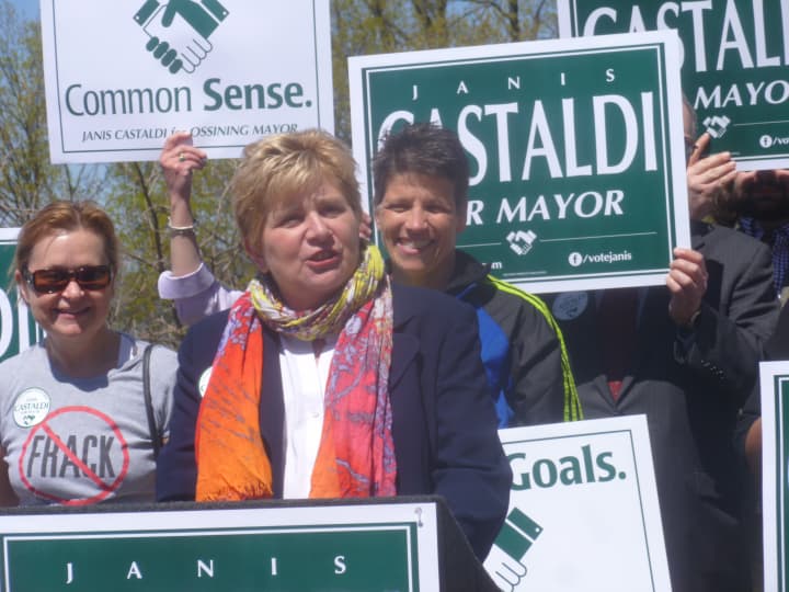 Janis Castaldi, who is running for mayor of Ossining, criticized her opponents for voting for a &quot;trail to nowhere.&quot;