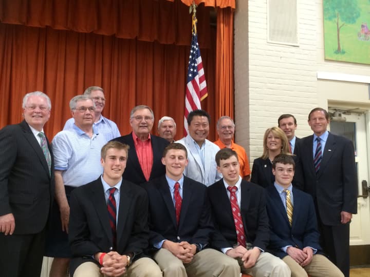 Seniors from Fairfield Warde High School and Fairfield Prep were honored Tuesday by local lawmakers and veterans for their choice in joining the military after high school.