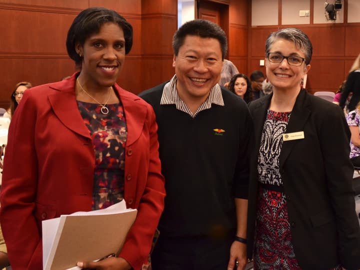 Teresa C. Younger, left, executive director of the Permanent Commission on the Status of Women, with State Rep. Tony Hwang and Fran Pastore, right. founder and president/CEO of the Womens Business Development Council.