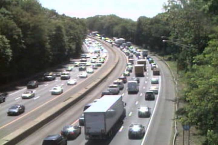 A tractor-trailer fire is snarling Interstate 95 southbound traffic in Fairfield County from Greenwich all the way back to Darien.
