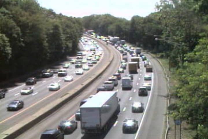 A tractor-trailer fire is snarling Interstate 95 southbound traffic in Fairfield County into Westchester.