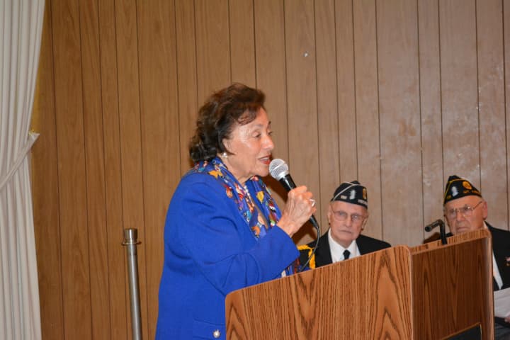 Rep. Nita Lowey speaks at Mount Kisco&#x27;s 2014 Memorial Day service.