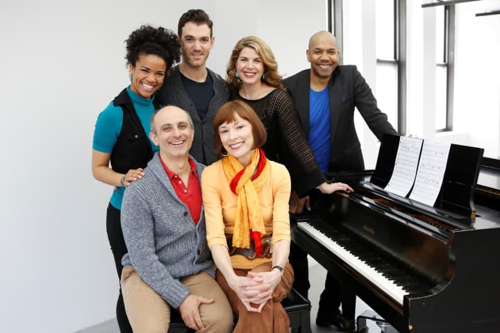 From left, seated: Stephen DeRosa and Karen Akers; standing, Britney Coleman, Constantine Germanacos, Laurie Wells and Darius de Haas. All are in world premiere musical revue, Sing for Your Shakespeare, June 3 to 22 at Westport Country Playhouse.