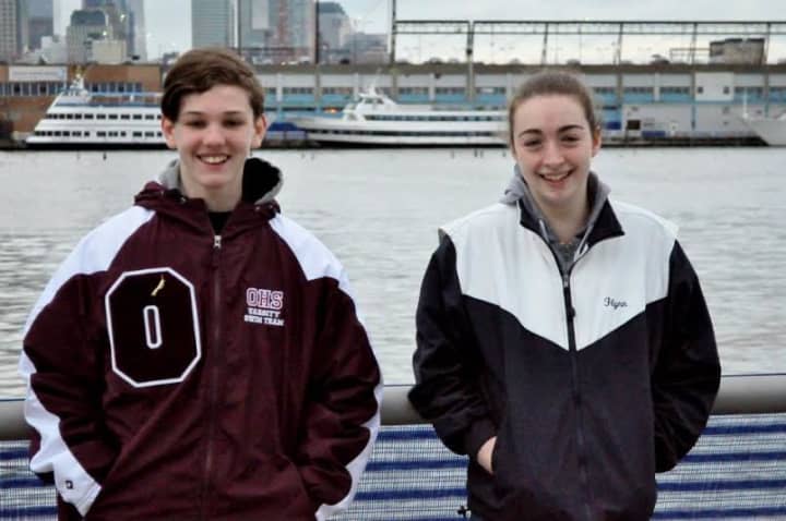 Ossining Spartan swimmers Alex Carrazzone and Kate Flynn recently completed the 1.6-mile Great Hudson River Swim.