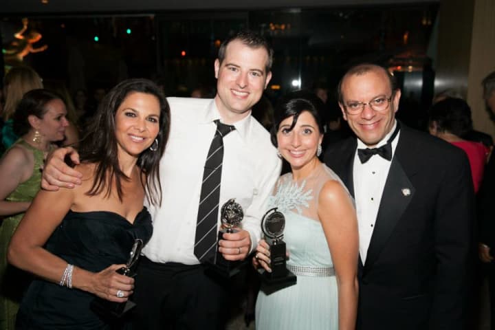 Joey Parnes of Yonkers, far right, accepted the Tony Award for Best Musical for &quot;A Gentleman&#x27;s Guide To Love and Murder.&quot; 