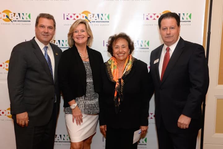 From left, Yonkers Mayor Mike Spano; Food Bank for Westchester Executive Director Ellen Lynch; U.S. Rep. Nita Lowey, and Rick Rakow, Food Bank for Westchester Board Chair