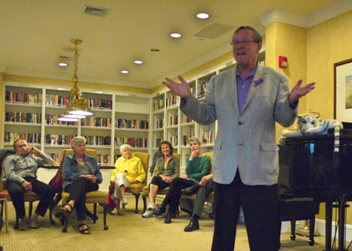 Ridgefield resident Scott Russell speaks about his experiences with early-stage Alzheimer&#x27;s to a group at Founders Hall.  
