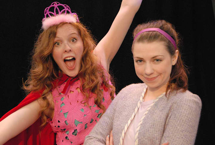 Merrilee Mannerly - (Molly Garbe - right)  teaches her new friend Princess Posy - (Sarah Mae Banning - left) all about good manners in the world premier of &quot;Merrilee Mannerly- a magnificent new musical&quot; at Summer Theatre of New Canaan.