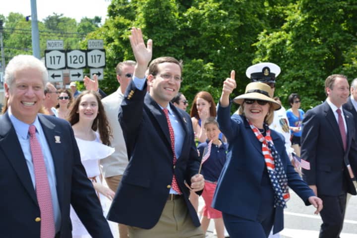 Hillary Clinton, pictured marching in New Castle&#x27;s 2014 Memorial Day parade in Chappaqua.