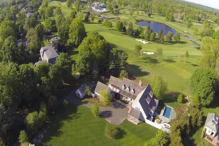 An aerial view of 272 Mansfield Ave. in Darien, which recently came on the market.