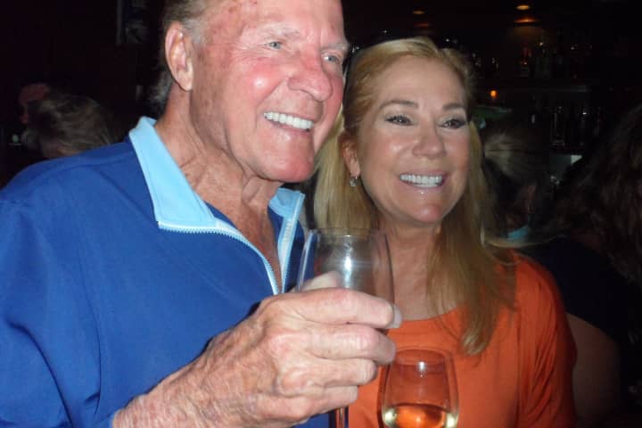 Kathie Lee and Frank Gifford meet guests at The Goose in Darien. 