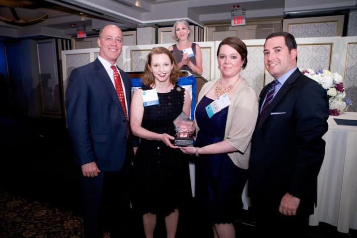 White Plains Hospital President Susan Fox, second from left, was honored with the 2014 Award of Distinction from the Healthcare Leaders of New York (HLNY) and the American College of Healthcare Executives